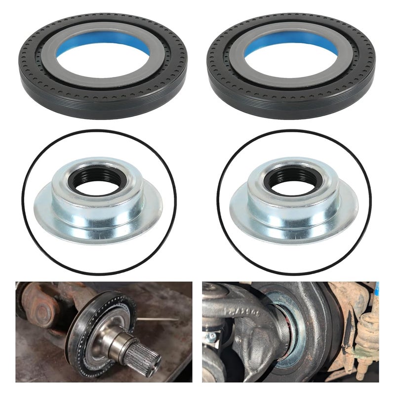 RALZAOTO Front Axle Vacuum Knuckle Seal & Outer Tube Oil Seals Kit Compatible with Ford Super Duty F250 F350 F450 F550 Dana Super 60 2005-2019 Replace #2017426 2014835 54983 (6Pcs) - Image 1